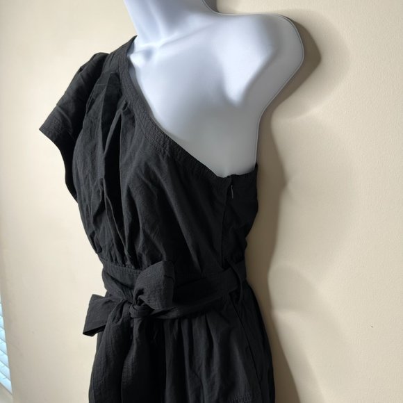 Madewell Brooke One Shoulder Ruffle Midi Dress Black Size 2 NEW - Picture 5 of 9